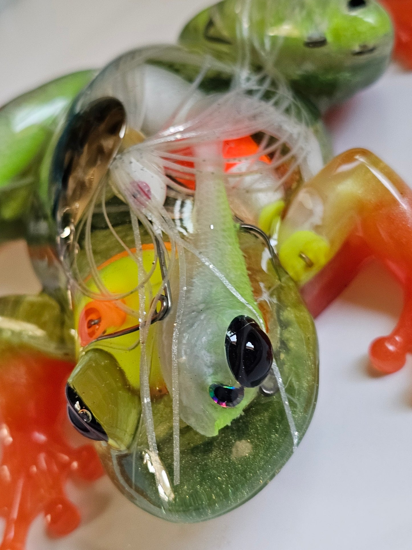 Fishing resin frog statue