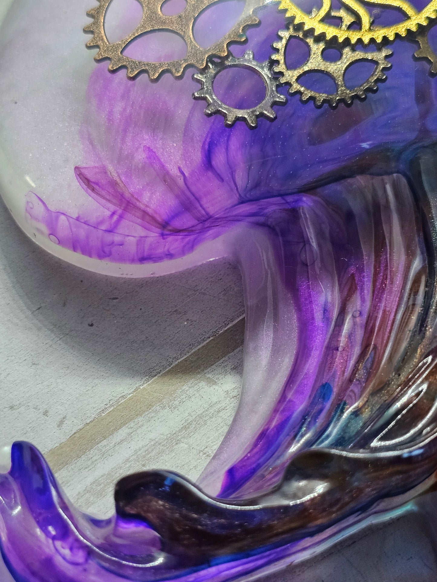 Steampunk jellyfish resin figurine and wall art