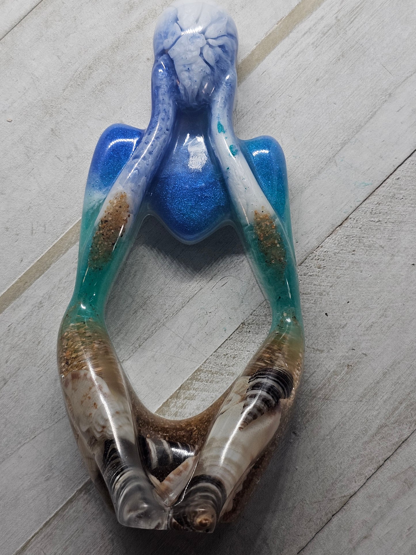 Beach thinker resin figurine