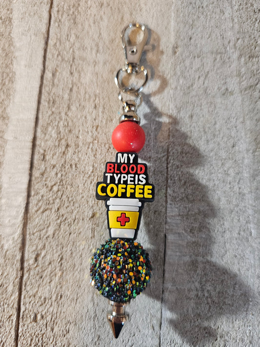 Nurse coffee beaded keychain
