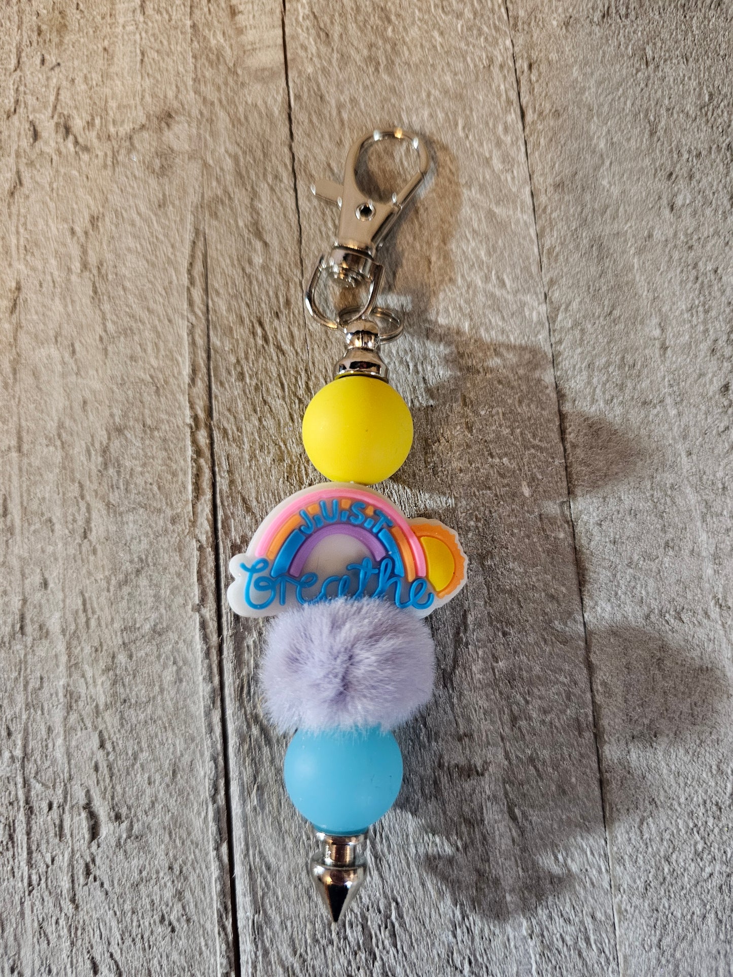 Just breathe beaded keychain