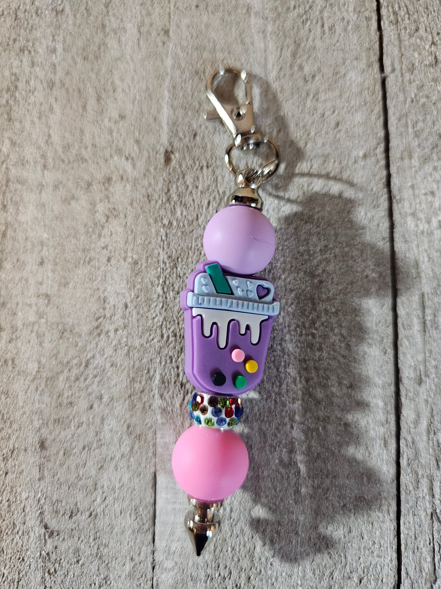 Bubble tea beaded keychain