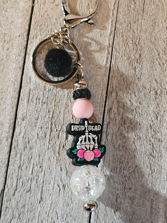 Drop dead beaded keychain