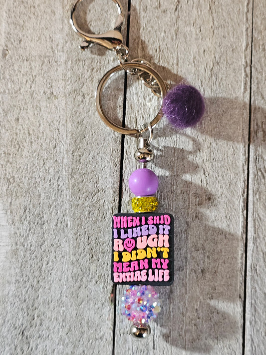 Rough life beaded keychain