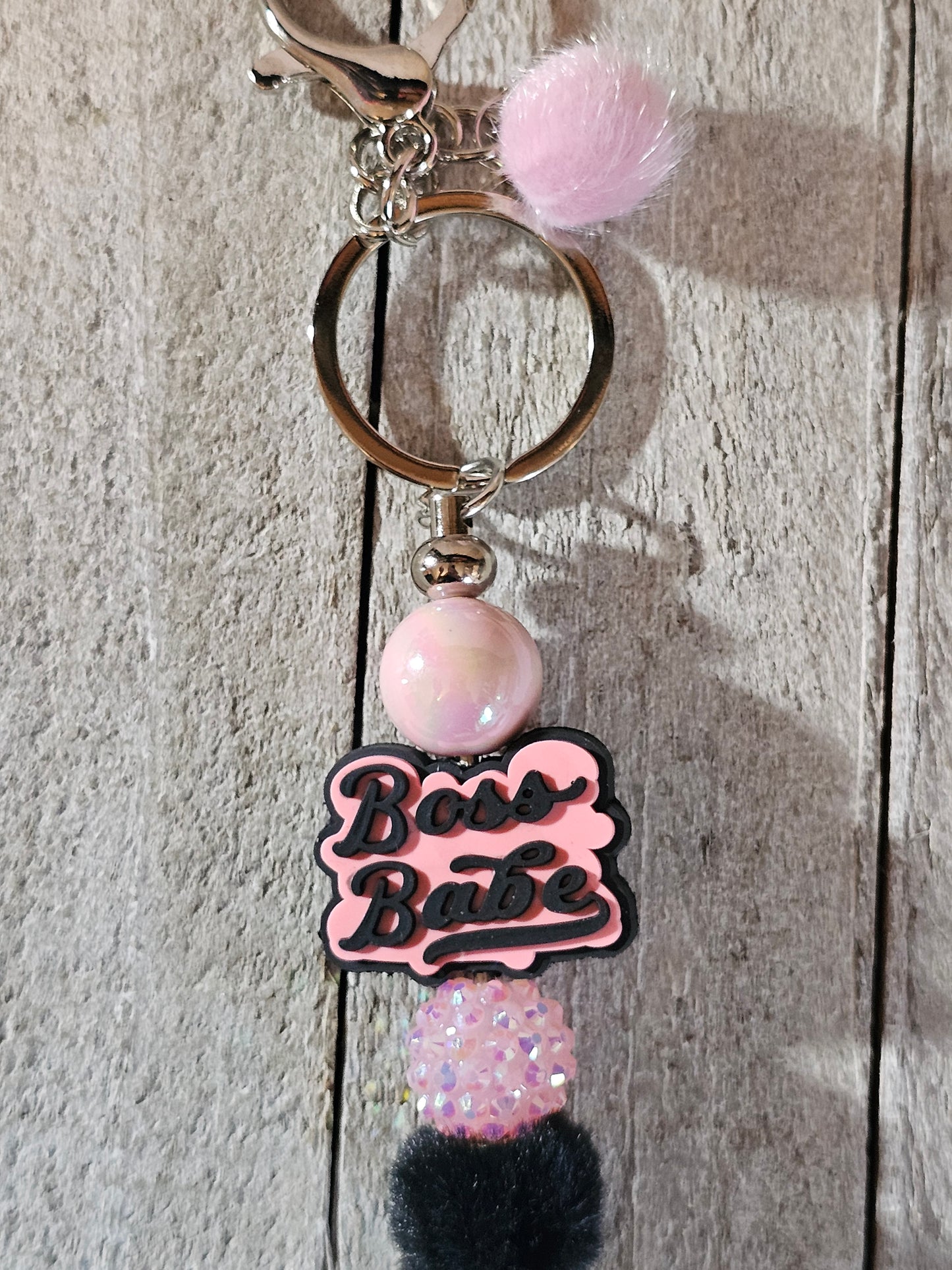 Boss babe beaded keychain