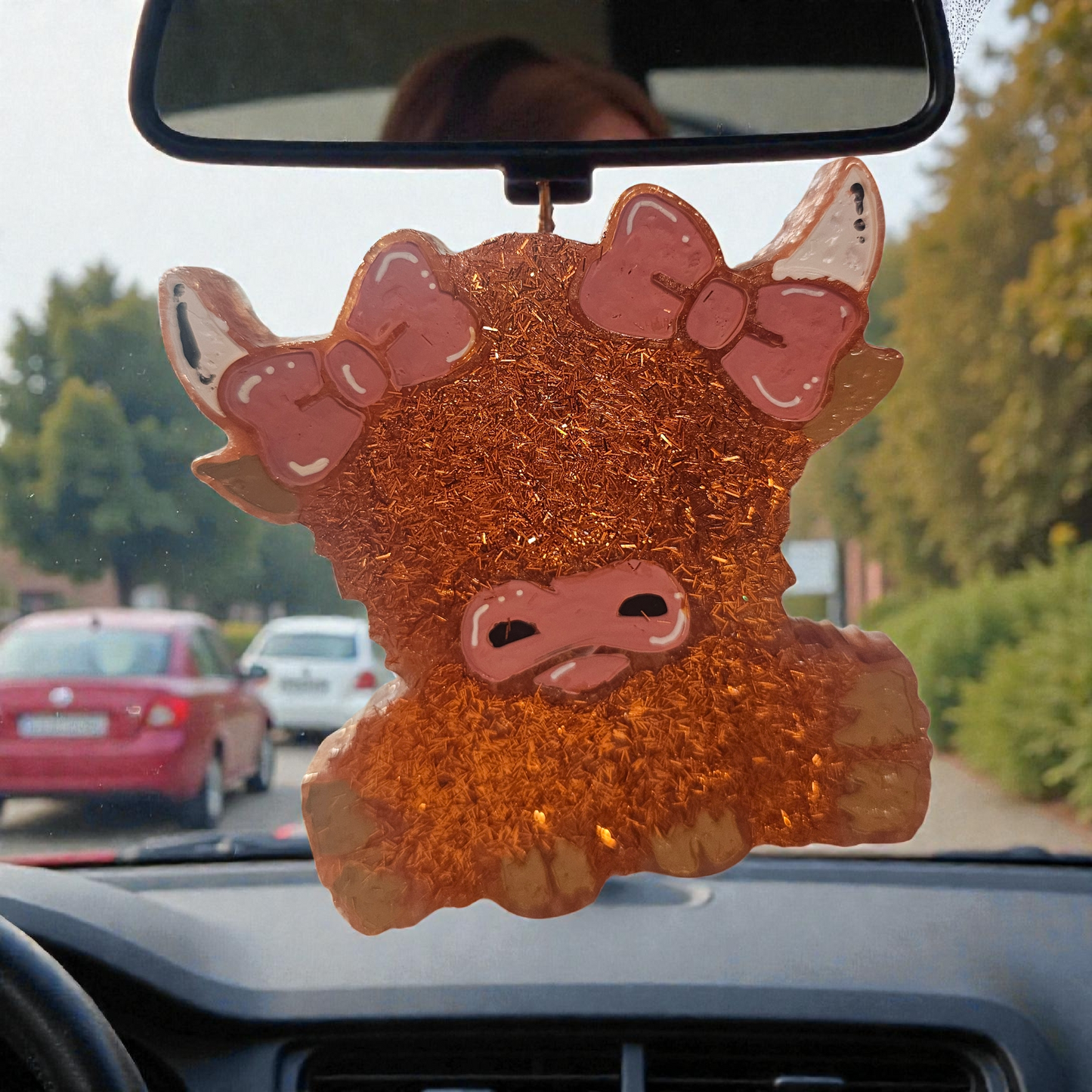 Highland cow bows car freshie