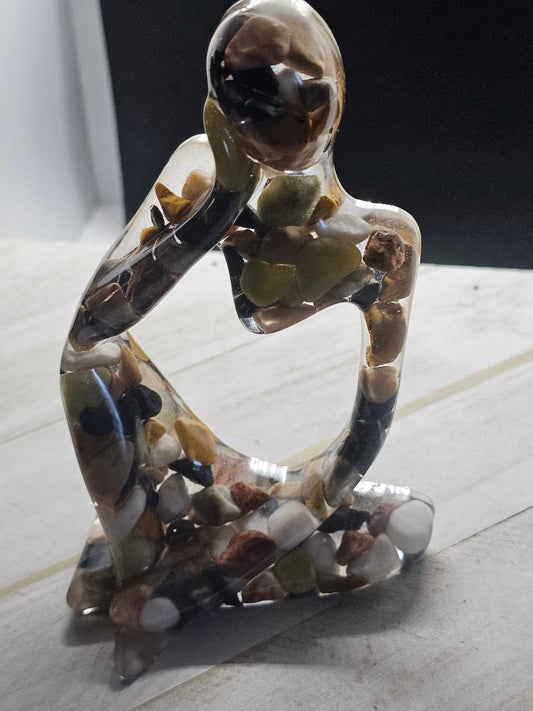 Thinker resin rock figure