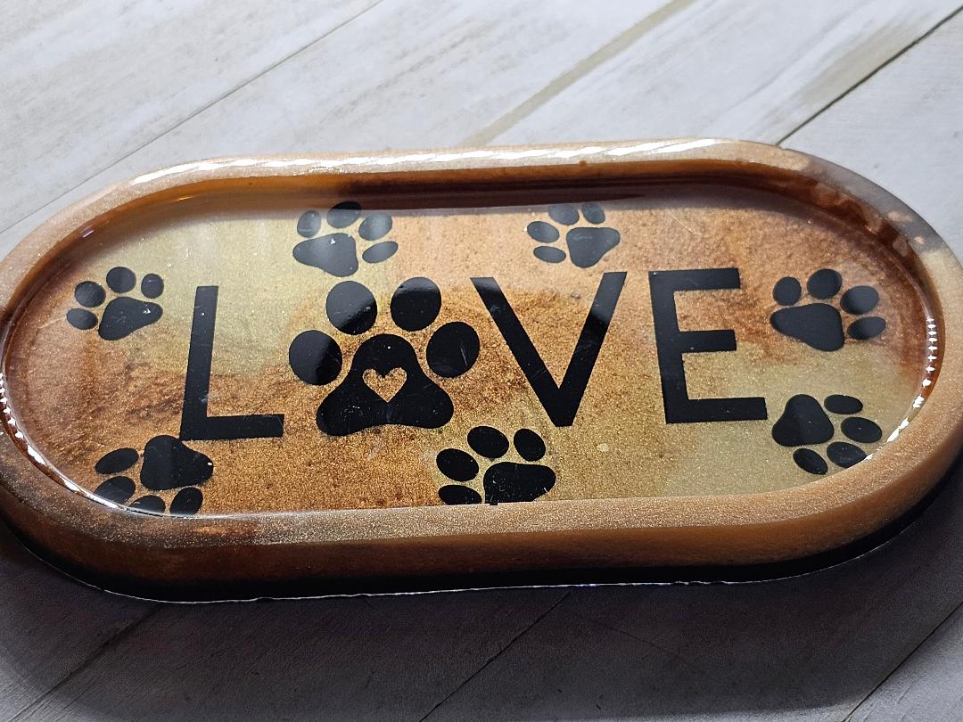 Paw print Love trinket tray/jewelry holder