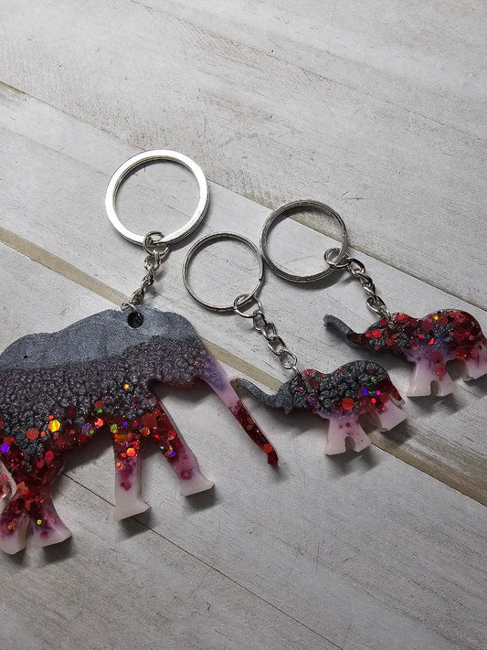 Mama elephant personalized keychain set