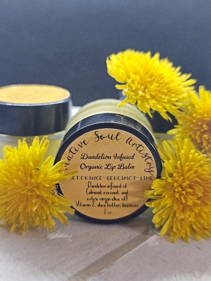 Dandelion organic and all-natural lip balm, Blood orange-bergamot-eucalyptus-sandalwood blend