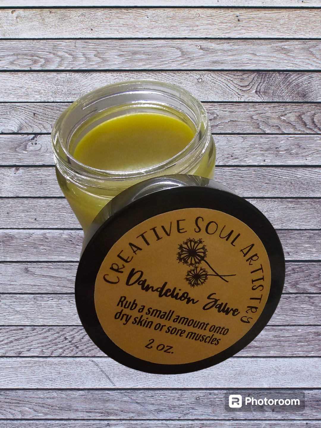 Dandelion organic salve, rosemary-eucalyptus-bergamot blend