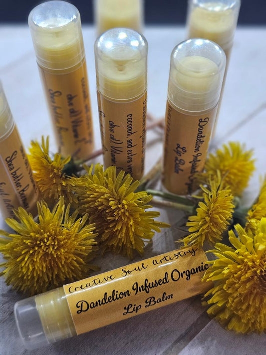 dandelion organic lip balm/Chapstick blood orange- eucalyptus-sandalwood blend