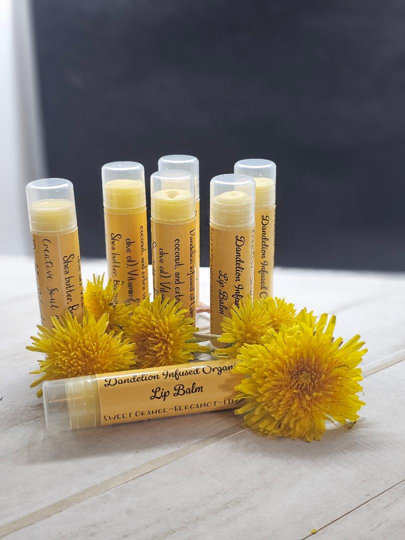 dandelion organic lip balm/Chapstick-blood orange, eucalyptus, sandalwood, bergamot blend