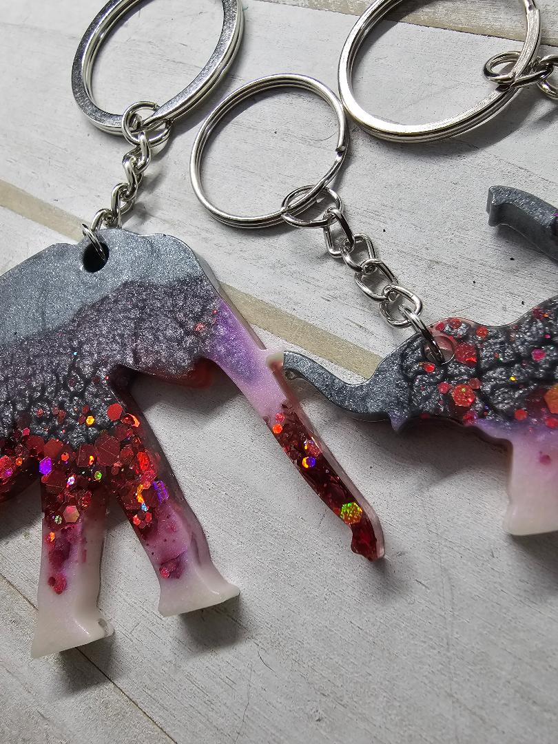Mama elephant personalized keychain set
