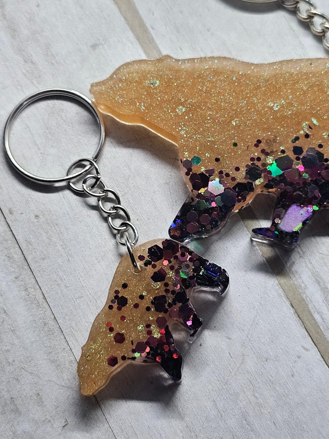 Mama bear personalized keychain set