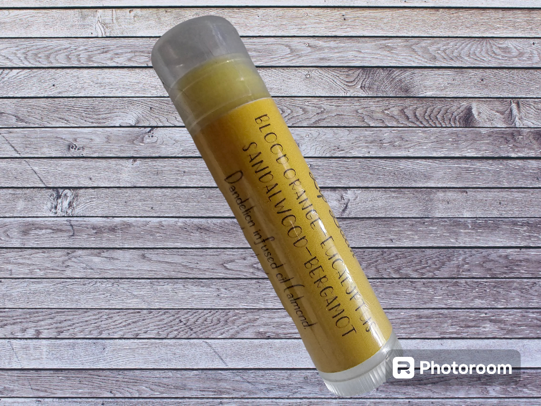 dandelion organic lip balm/Chapstick blood orange- eucalyptus-sandalwood blend