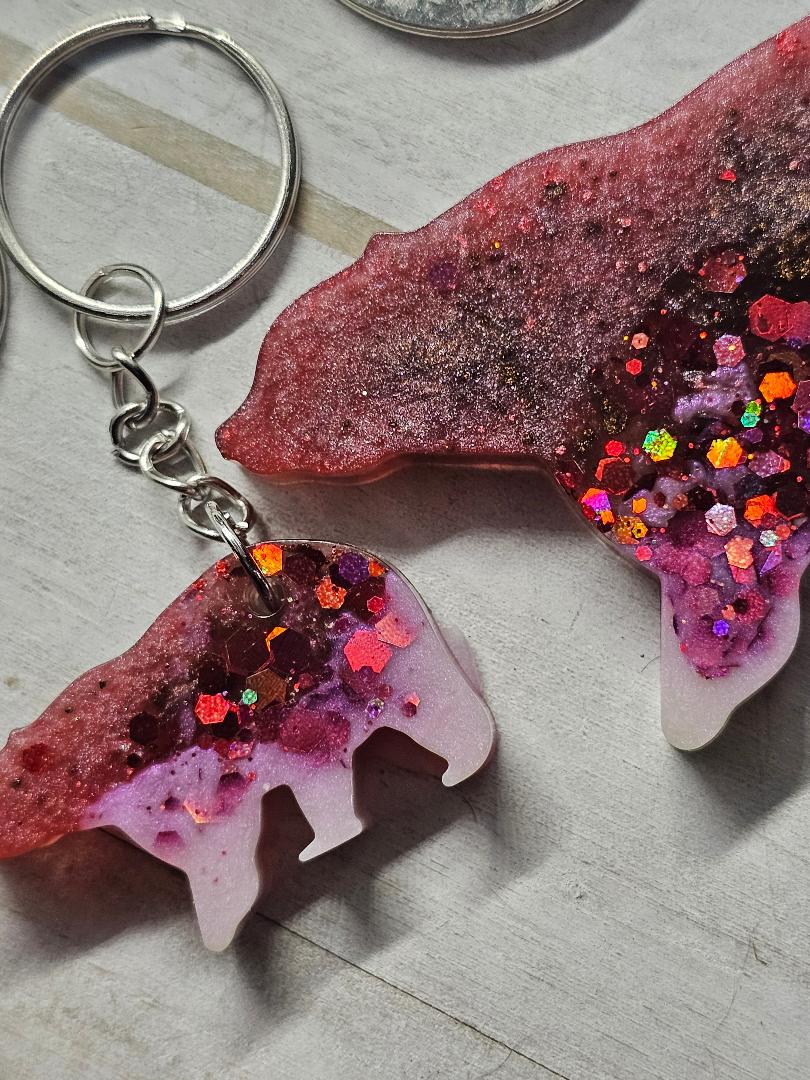 Mama bear personalized keychain set