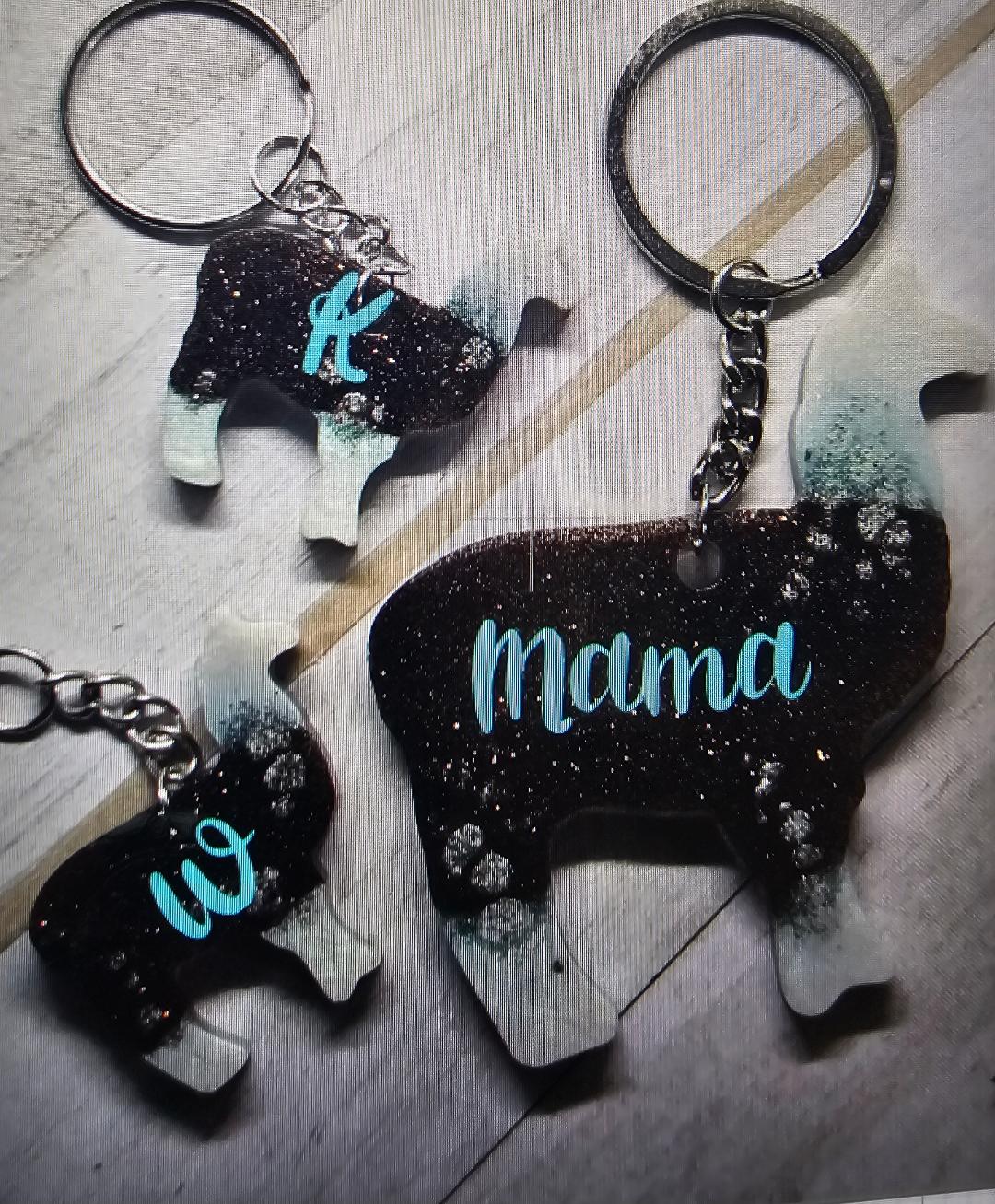 Llama Mama personalized keychain set