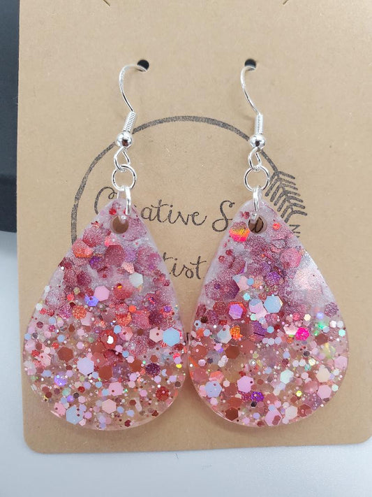 Pink glitter earrings