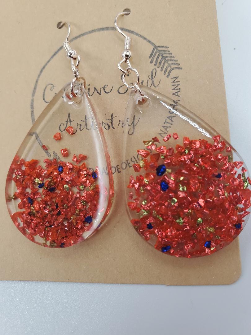 Beautiful mistakes glitter glass earrings