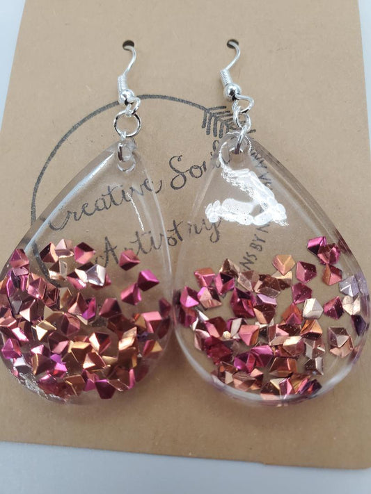 Pink prism earrings