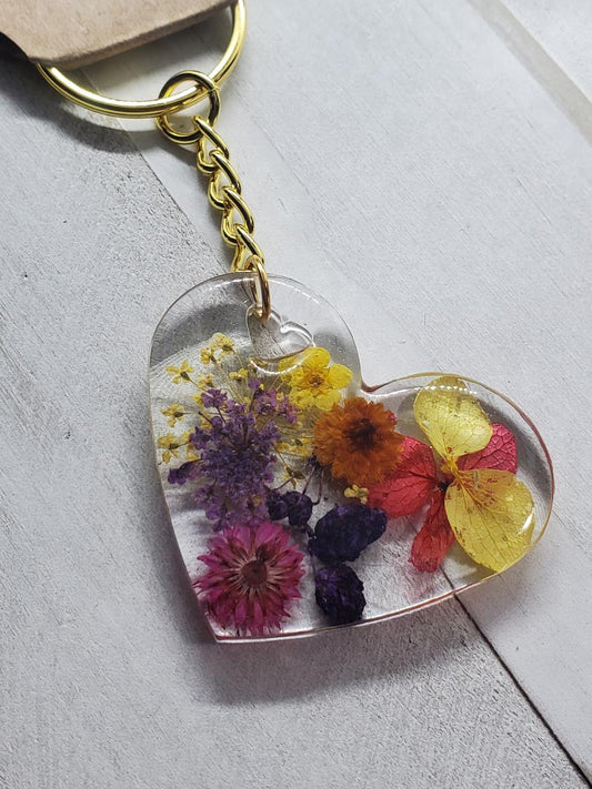 wildflower heart keychain