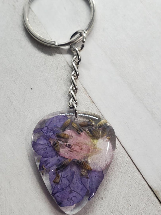 flower guitar pick keychain