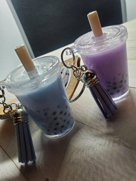 Blue bubble tea keychain