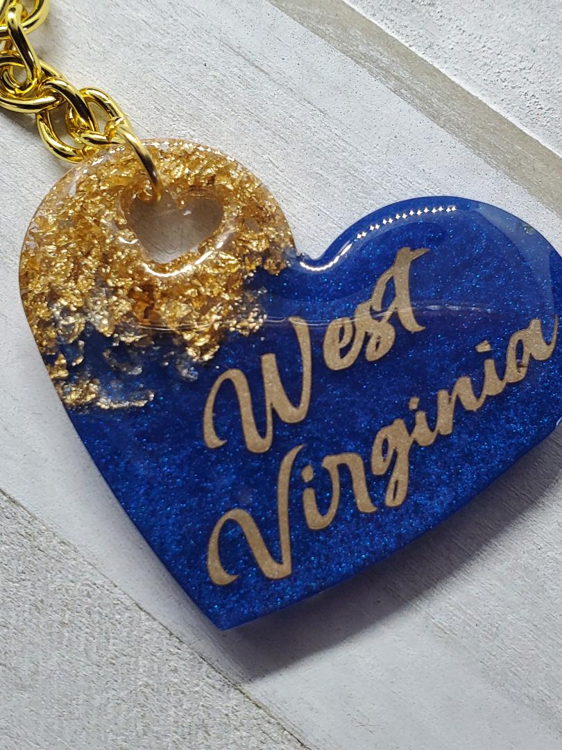 West Virginia heart keychain